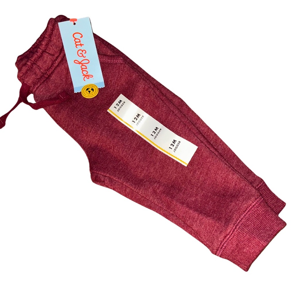 NWT Cat & Jack 12M Baby Pants Maroon Joggers - Picture 8 of 9